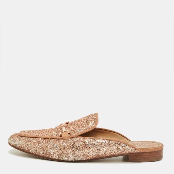 Tory Burch Gold Glitter Amalia Mules Size 39